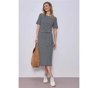 Street One Frauen Midi-Kleid mit Knotendetail in Blau, Gr: 36