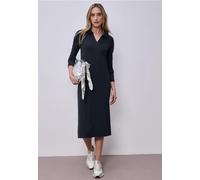 Street One Frauen Midi-Kleid mit seitlichen Schlitzen in Blau, Gr: 38