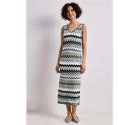 Street One Frauen Midi-Kleid mit Zick-Zack-Muster in Grün, Gr: 36