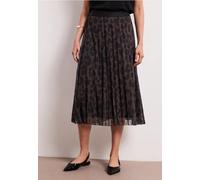 Plisseerock STREET ONE, Damen, Gr. 40, molten earth, Stoff, 95% Polyester, 5% Elasthan, gemustert, comfort fit normal, Röcke, mit Mesh (86044207-40) molten earth