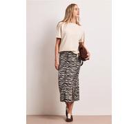 Street One Frauen Midi-Rock mit Schlitz und Animal Print in Braun, Gr: 36