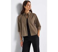 Hemdbluse STREET ONE, Damen, Gr. 44, braun (bark braun), Web, 100% Baumwolle, unifarben, normal normal, V-Ausschnitt, Bündchen, Blusen Hemdbluse, aus reiner Baumwolle (40773344-44) bark braun