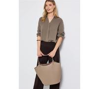 Hemdbluse STREET ONE, Damen, Gr. 46, braun (bark braun), Web, 100% Baumwolle, unifarben, normal normal, V-Ausschnitt, Bündchen, Blusen, aus reiner Baumwolle (95459134-46) bark braun