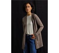 Cardigan STREET ONE, Damen, Gr. 38, braun (nomad braun meliert), Web, 37% Baumwolle, 34% Polyacryl, 26% Polyester, 3% Elasthan, unifarben, normal hüftbedeckend, ohne Ausschnitt, Bündchen, Strickjacken