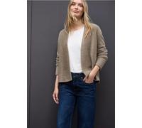 Street One Frauen Offener Federgarn-Cardigan in Beige, Gr: 40