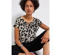 Street One Frauen Print-Shirt mit Cut-Out in Beige, Gr: 42