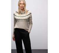 Street One Frauen Pullover im Norweger-Look in Beige, Gr: 42