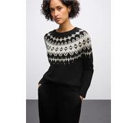 Street One Frauen Pullover im Norweger-Look in Schwarz, Gr: 34