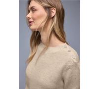 Street One Frauen Pullover mit Knopfdetail in Beige, Gr: 44