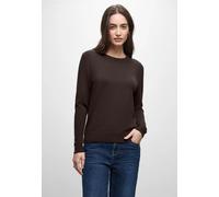 Strickpullover STREET ONE, Damen, Gr. 34, deep roast braun, Feinstrick, 75% Viskose, 25% Nylon, unifarben, normal normal, Rundhals, Bündchen, Pullover, aus softem Materialmix (58506531-34) deep roast