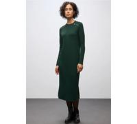 Midikleid STREET ONE, Damen, Gr. 40, EURO-Größen, evernight grün, Stoff, 63% Polyester, 34% Viskose, 3% Elasthan, unifarben, normal wadenlang, Rundhals, abgesteppt, Kleider, in Unifarbe (24904421-40) 