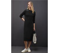Street One Frauen Rippstruktur Kleid in Schwarz, Gr: 44