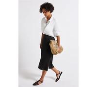 Maxirock STREET ONE, Damen, Gr. 46, schwarz, Stoff, 75% Viskose, 20% Polyester, 5% Elasthan, unifarben, normal wadenlang, Röcke, High Waist (84854619-46) schwarz