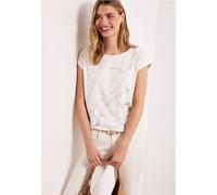 Street One Frauen Shirt im Ausbrenner-Look in Beige, Gr: 42