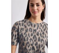Street One Frauen Shirt im Ausbrenner-Look mit Print in Beige, Gr: 46