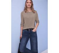 3/4-Arm-Shirt STREET ONE, Damen, Gr. 44, light terra mocha meliert, Jersey, Obermaterial: 95% Viskose, 5% Elasthan, meliert, normal hüftbedeckend, Rundhals, Shirts 3/4-Arm-Shirt, im Melange-Look (4280