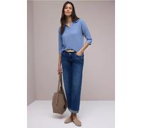 Street One Frauen Shirt in Unifarbe in Blau, Gr: 36