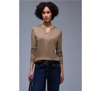 Langarmshirt STREET ONE, Damen, Gr. 40, light terra mocha, Web, 50% Baumwolle, 50% Modal, unifarben, normal normal, Rundhals, Bündchen, Shirts Langarmshirt, im Tunika-Style (33633502-40) light terra m