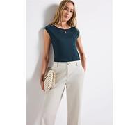 STREET ONE Damen 3227152 Shirt mit Cut-Out, Tide Blue, 44