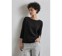 Street One Frauen Shirt mit feiner Struktur in Schwarz, Gr: 36