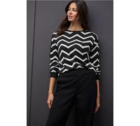 Street One Frauen Shirt mit Galonstreifen in Schwarz, Gr: 44