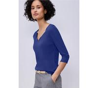 Street One Frauen Shirt mit Herzausschnitt in Blau, Gr: 40