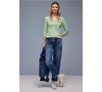 Street One Frauen Shirt mit Herzausschnitt in Grün, Gr: 46