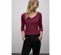 Street One Frauen Shirt mit Herzausschnitt in Rot, Gr: 38