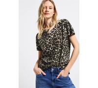 Street One Frauen Shirt mit Leo-Muster in Schwarz, Gr: 34