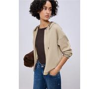Cardigan STREET ONE, Damen, Gr. 40, cotton beige, Stoff, 46% Modal, 46% Polyester, 8% Elasthan, normal normal, ohne Ausschnitt, elastischer Bund, Strickjacken, im Hoodie-Style (85453167-40) cotton bei