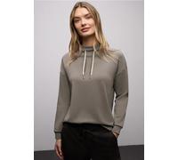 Langarmshirt STREET ONE, Damen, Gr. 36, light terra mocha, Stoff, 46% Modal, 46% Polyester, 8% Elasthan, unifarben, normal normal, hoch geschlossener Ausschnitt, Bündchen, Shirts Langarmshirt, mit Kor