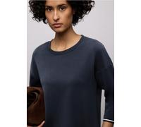 Street One Frauen Silk-Look Shirt mit Details in Blau, Gr: 34