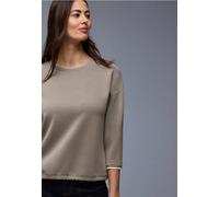 Rundhalsshirt STREET ONE, Damen, Gr. 40, light terra mocha, Stoff, 46% Modal, 46% Polyester, 8% Elasthan, unifarben, normal normal, Rundhals, abgesteppt, Shirts Rundhalsshirt, Rundhalsausschnitt (9920