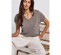 Street One Frauen Silk-Look Shirt mit Raffung in Braun, Gr: 42