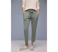 Stoffhose STREET ONE, Damen, Gr. 42, Länge 28, schwarz mint grün, Stoff, 50% Polyester, 46% Baumwolle, 4% Elasthan, unifarben, loose fit knöchelfrei, Hosen Stoffhose, im Loose Fit (94312442-42) schwar