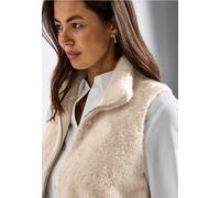 Fellimitatweste STREET ONE, Damen, Gr. 40, beige (pastel sand), Plüsch, Obermaterial: 100% Polyester. Futter: 100% Polyester, casual, bequem taillenbedeckt, Westen, Aufgesetzte Taschen (73711901-40) p