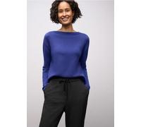 Strickpullover STREET ONE, Damen, Gr. 38, amparo blau, Stoff, 30% Polyester, 29% Polyacryl, 21% Viskose, 20% Nylon, unifarben, comfort fit normal, U-Boot-Ausschnitt, Bündchen, Pullover Strickpullover,