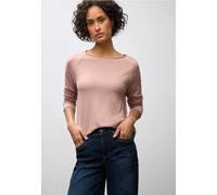 Langarmshirt STREET ONE, Damen, Gr. 34, faded rose meliert, Stoff, 67% Viskose, 30% Polyester, 3% Elasthan, unifarben, normal normal, Rundhals, abgesteppt, Shirts Langarmshirt, aus softem Materialmix