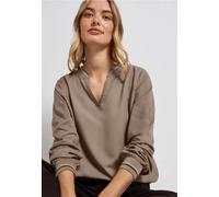 Street One Frauen Split Neck Bluse mit Tape in Braun, Gr: 34