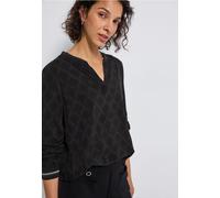 Street One Frauen Split Neck Bluse mit Tape in Schwarz, Gr: 36