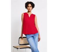 Blusentop STREET ONE, Damen, Gr. 38, rot (glory rot), Stoff, 100% Viskose, unifarben, normal normal, Rundhals, abgesteppt, Blusen Blusentop, im lockeren Schnitt (42082845-38) glory rot