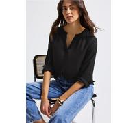 Street One Langarmbluse Split-Neck Tunika Damen Gr. 40 Schwarz 100% Viskose Rundhals Po-bedeckend