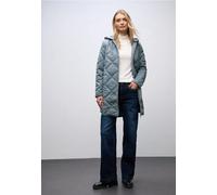 Steppmantel STREET ONE, Damen, Gr. 38, blau (slate blau), Stoff, Obermaterial: 55% Polyester, 45% Polyamid; Futter: 100% Polyester; Kapuze: 72% Polyester, 22% Viskose, 6% Elasthan; Füllung: 100% Polye