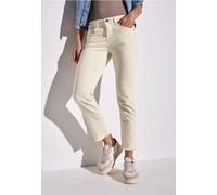 Straight-Jeans STREET ONE "TILLY", Damen, Gr. 31, Länge 28, weiß (ecru washed), Denim/Jeans, Obermaterial: 92% Baumwolle, 6% Elastomultiester, 2% Lyocell, unifarben, casual, straight fit knöchelfrei,