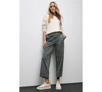 Stoffhose STREET ONE, Damen, Gr. 42, Länge 28, balsam grün, Web, Obermaterial: 88% Polyester, 12% Elasthan, unifarben, straight fit 7/8-Länge, Hosen, Velour - mit Stretch und Eingrifftaschen (16019854