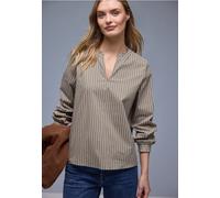 Street One Frauen Streifen Bluse mit Rüschen in Braun, Gr: 36
