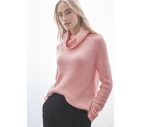 Rollkragenpullover STREET ONE, Damen, Gr. 42, rosa (petal rose meliert), Web, 60% Baumwolle, 40% Polyacryl, unifarben, casual, normal normal, hoch geschlossener Ausschnitt, Langarm Bündchen, Pullover,