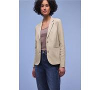 Kurzblazer STREET ONE, Damen, Gr. 46, cotton beige, Web, 53% Polyester, 45% Baumwolle, 2% Elasthan, unifarben, normal normal, V-Ausschnitt, abgesteppt, Blazer Kurzblazer, mit Struktur (35077504-46) co