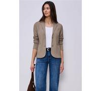 Kurzblazer STREET ONE, Damen, Gr. 44, light terra mocha, Web, 53% Polyester, 45% Baumwolle, 2% Elasthan, unifarben, normal normal, V-Ausschnitt, abgesteppt, Blazer Kurzblazer, mit Struktur (25582247-4