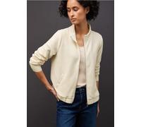 Kurzjacke STREET ONE, Damen, Gr. 34, soft beige, Stoff, 98% Polyester, 2% Elasthan, unifarben, normal normal, hoch geschlossener Ausschnitt, Rippbündchen, Jacken Kurzjacke (18396909-34) soft beige